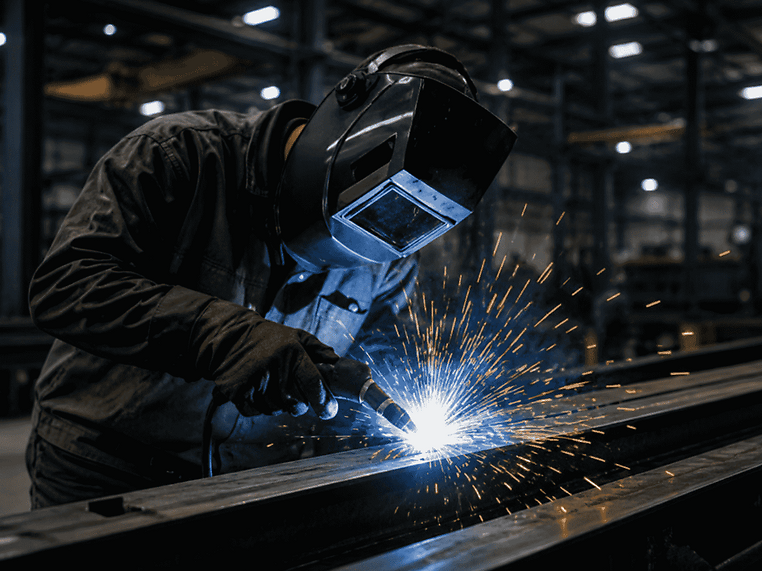 Profissional realizando soldagem